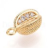Brass Micro Pave Clear Cubic Zirconia Pendants KK-T075-44G-2