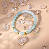 Natural Aquamarine Beads Stretch Bracelets for Men Women BD7394-3