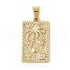 304 Stainless Steel Micro Pave Cubic Zirconia Pendants STAS-V013-06G-1