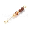 Faceted Round Natural Mixed Gemstone Beaded Connector Charms PALLOY-JF03530-4