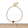 304 Stainless Steel Cubic Zirconia Link Chain Bracelets for Women NJEW-Z067-01G-01-5