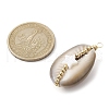 Natural Cowrie Shell Copper Wire Wrapped Pendants PALLOY-JF02451-01-2