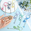 SUNNYCLUE 10Pcs 10 Colors Gradient Color Alloy Beadable Bar Keychain for DIY Crafts Jewelry Making KEYC-SC0001-19-3