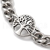 Ion Plating(IP) 304 Stainless Steel Tree of Life Link Chain Bracelets for Men BJEW-B096-43AS-2