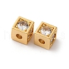Brass Micro Pave Cubic Zirconia Beads KK-F898-10G-2