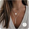 3Pcs Simple Style Brass Coin Letter Rectangle Pendant 3 Layer Necklaces FS-WG4BDA4-36-1