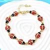 Brass Charm Bracelets for Women BJEW-C107-02G-1