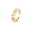 Flower Brass Micro Pave Clear Cubic Zirconia Cuff Rings for Women FS-WG9A424-01-5