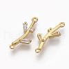 Brass Clear Cubic Zirconia Links ZIRC-Q021-048G-NF-2