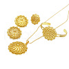Flower Alloy Pendant Necklace & Stud Earring & Ring & Cuff Bangles Sets FS-WGA0F38-01-5