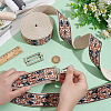 BENECREAT 5 Yards Polyester Flower Jacquard Ribbons SRIB-BC0001-28-3