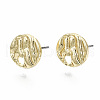 Rack Plating Hammered Alloy Stud Earring Findings PALLOY-N155-69-NR-1
