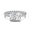 Oval & Rectangle 925 Sterling Silver Micro Pave Cubic Zirconia Finger Rings for Women RJEW-F180-03P-2
