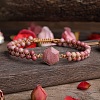 Natural Rhodonite Hexagon Barider Bead Bracelets PW23071007837-1