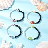 4Pcs 4 Colors Natural Lava Rock & Synthetic Turquoise Beaded Stretch Bracelets BJEW-JB11880-1