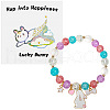 Easter Rabbit Crackle Glass Round Beaded Stretch Bracelets FS-WG32C26-05-1