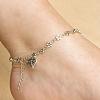 Tibetan Style Flower Alloy Link Chain Heart Charm Anklets for Women FS-WG81CB1-01-1