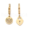 3 Pair 3 Style Clover & Lock & Key & Triangle & Flat Round Asymmetrical Earrings EJEW-B020-01G-2