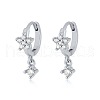 925 Sterling Silver Cubic Zirconia Plum Blossom Hoop Earrings IM8168-2-1