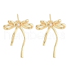 Bowknot Brass Pave Clear Cubic Zirconia Stud Earrings for Women EJEW-S216-02C-G-1