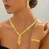 Elegant French Style Geometric Y Iron Stud Earrings & Necklaces & Bracelets Sets for Women LU5439-3