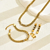 Retro Vintage Stainless Steel Cubic Zirconia Chain Bracelets & Earrings & Necklaces & Rings Sets for Women PB7445-1