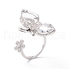 Butterfly with Flower Clear Cubic Zirconia Cuff Ring RJEW-D117-04P-1