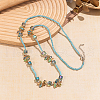 Bohemian Vacation Style Glass Teardrop Cube Round Beaded Long Women's Vintage Fashion Necklaces OA6188-3-1