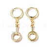 Clear Cubic Zirconia Circle Ring Dangle Hoop Earrings EJEW-B017-02G-2