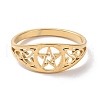 Pentacle with Sailor's Knot Finger Ring RJEW-P037-01G-2