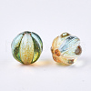Two Tone Transparent Spray Painted Acrylic Corrugated Beads ACRP-T005-52-2