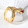 Brass Micro Pave Cubic Zirconia Adjustable Cuff Rings RJEW-D313-04G-2