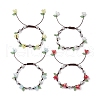 4Pcs Round Natural Quartz Crystal Braided Bead Bracelets BJEW-TA00593-2