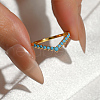 925 Sterling Silver Pave Cubic Zirconia V-shaped Finger Rings for Women DZ3056-3-6