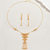 Geometric Cutout Fringe Brass Necklaces & Earrings Set for Women SR6338-5