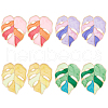 ANATTASOUL 4 Pairs 4 Colors Enamel Tropical Leaf Stud Earrings EJEW-AN0002-55-1