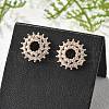Flower Brass Micro Pave Clear Cubic Zirconia Stud Earrings for Women EJEW-G428-09G-2