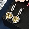 925 Sterling Silver Micro Pave Cubic Zirconia Dangle Hoop Earrings EJEW-F371-01C-02-5