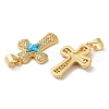 Rack Plating Brass Micro Pave Cubic Zirconia Pendants KK-P268-17A-G-2