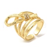 Bowknot Brass Micro Pave Cubic Zirconia Open Cuff Rings RJEW-U008-35G-1