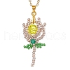 Glass Seed Beaded Flower Pendant Necklaces NJEW-MZ00080-02-2