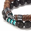 2Pcs 2 Style Natural Coconut & Gemstone Stretch Bracelets Set BJEW-JB07938-5