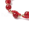 Round Natural Carnelian Beaded Bracelets for Women BJEW-MZ00151-03-3