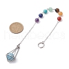 Chakra Mixed Synthetic & Natural Round Gemstone Pointed Dowsing Pendulums PALLOY-JF02520-01-3