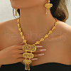 Elegant Fashion Rectangle Brass Necklace & Earrings Sets for Women HY2703-2