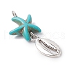 7Pcs 7 Styles Dyed Synthetic Turquoise Starfish & Alloy Sea Animals Pendants PALLOY-JF03752-01-4