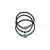 3Pcs Glass Seed Beaded & Starfish Synthetic Turquoise Stretch Anklets for Beach WGF8999-01-4