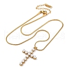 PVD Vacuum Plating 304 Stainless Steel & Plastic Pearl Cross Pendant Round Snake Chain Necklaces for Women STAS-Z114-20G-4