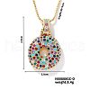 Brass Pave Colorful Cubic Zirconia Letter Pendant Box Chain Necklaces NU0575-15-1
