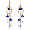 Natural Quartz Crystal Teardrop & Lampwork Mushroom Chandelier Earrings EJEW-SW00018-01-1